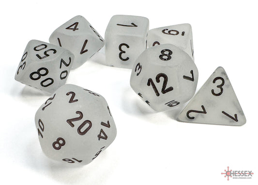 Chessex - Frosted Polyhedral 7 Dice Set - Clear with Black