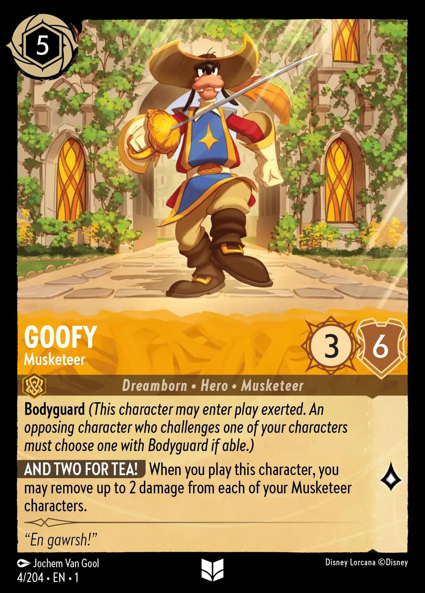 (004) Lorcana The First Chapter Single: Goofy - Musketeer  Holo Uncommon
