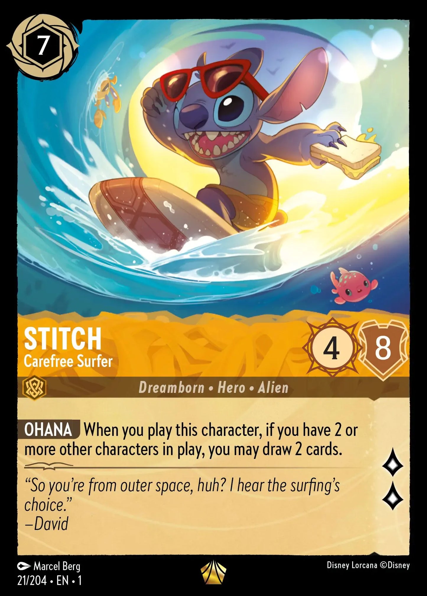 (021) Lorcana The First Chapter Single: Stitch - Carefree Surfer (V.1)  Legendary