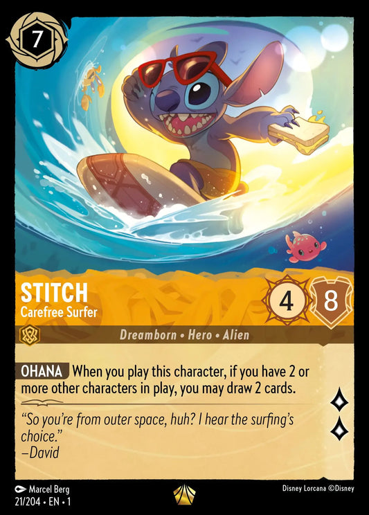 (021) Lorcana The First Chapter Single: Stitch - Carefree Surfer (V.1)  Legendary