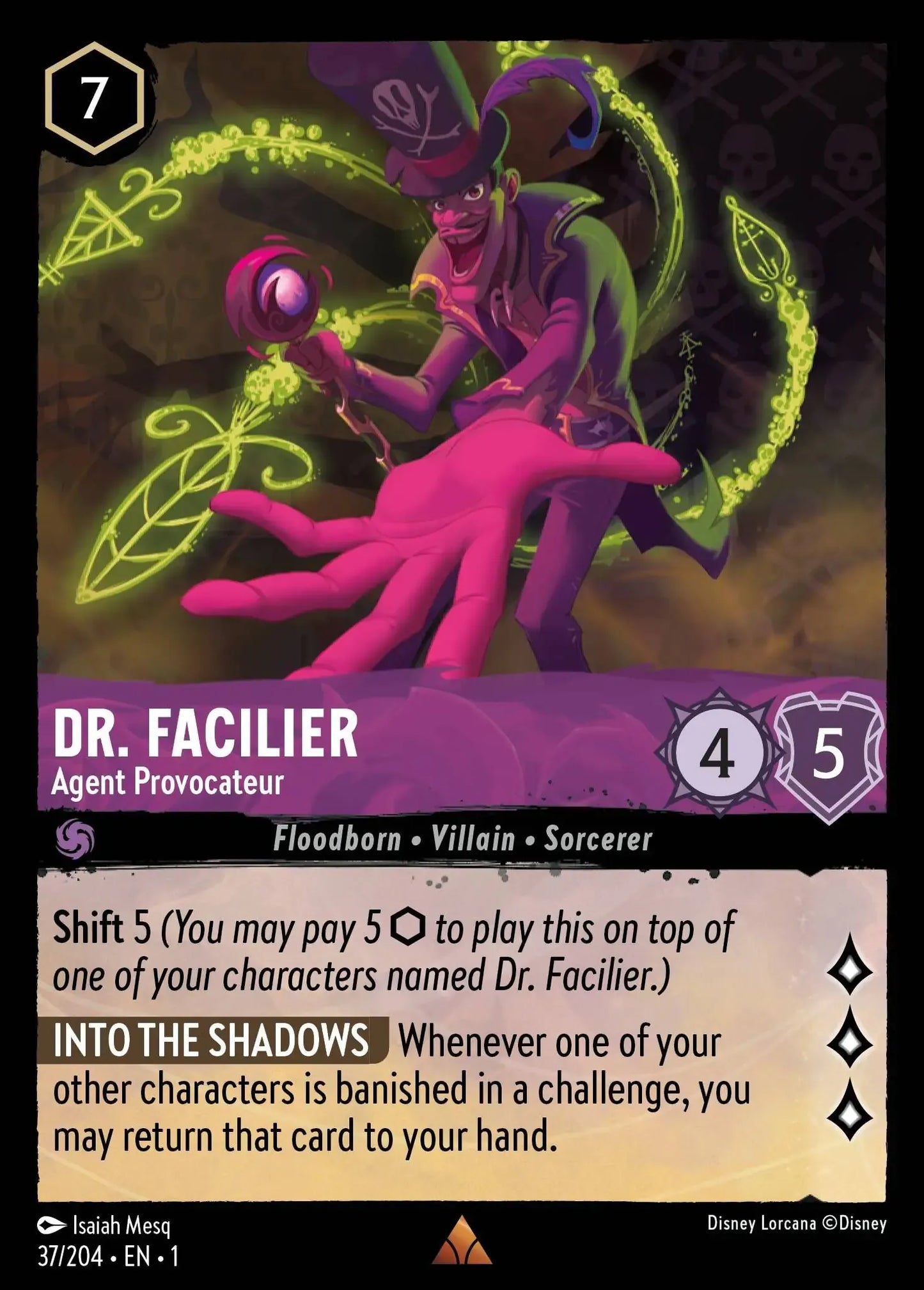 (037) Lorcana The First Chapter Single: Dr. Facilier - Agent Provocateur  Holo Rare