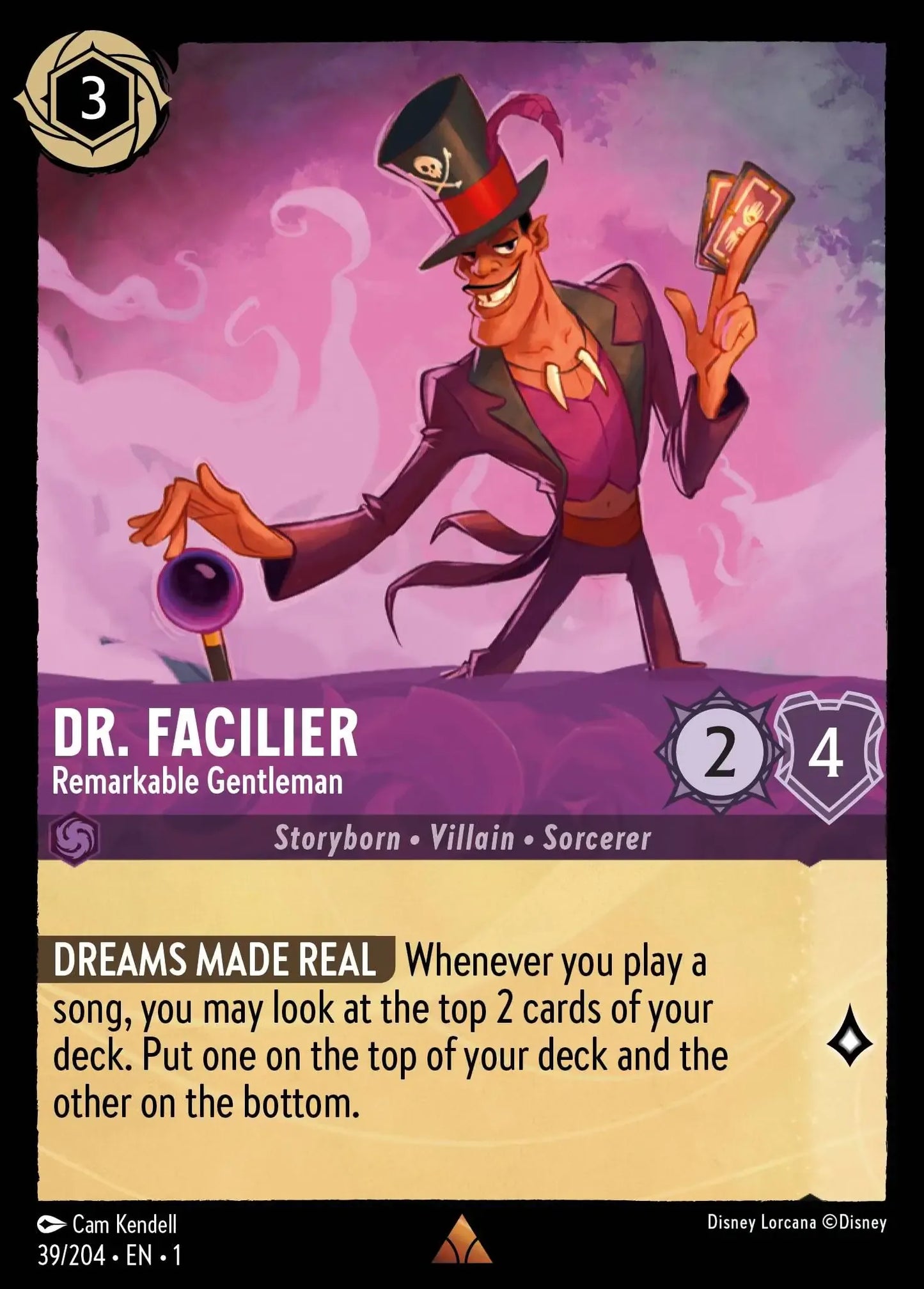 (039) Lorcana The First Chapter Single: Dr. Facilier - Remarkable Gentleman  Holo Rare