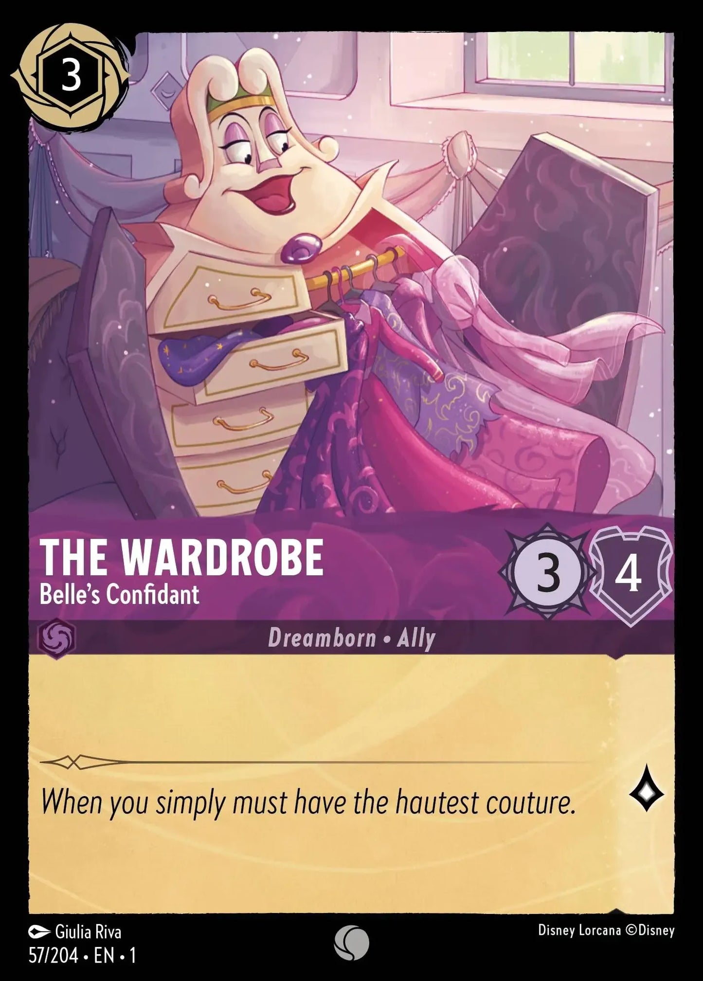 (057) Lorcana The First Chapter Single: The Wardrobe - Belle's Confidant  Holo Common