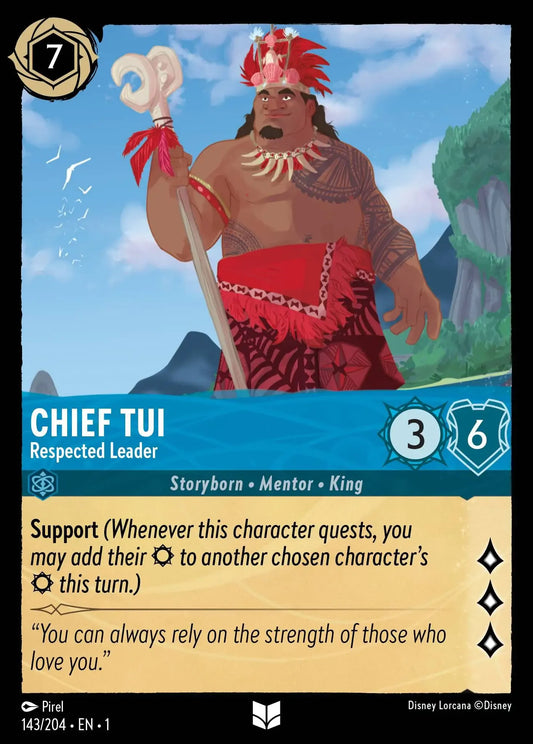 (143) Lorcana The First Chapter Single: Chief Tui - Respected Leader  Holo Uncommon