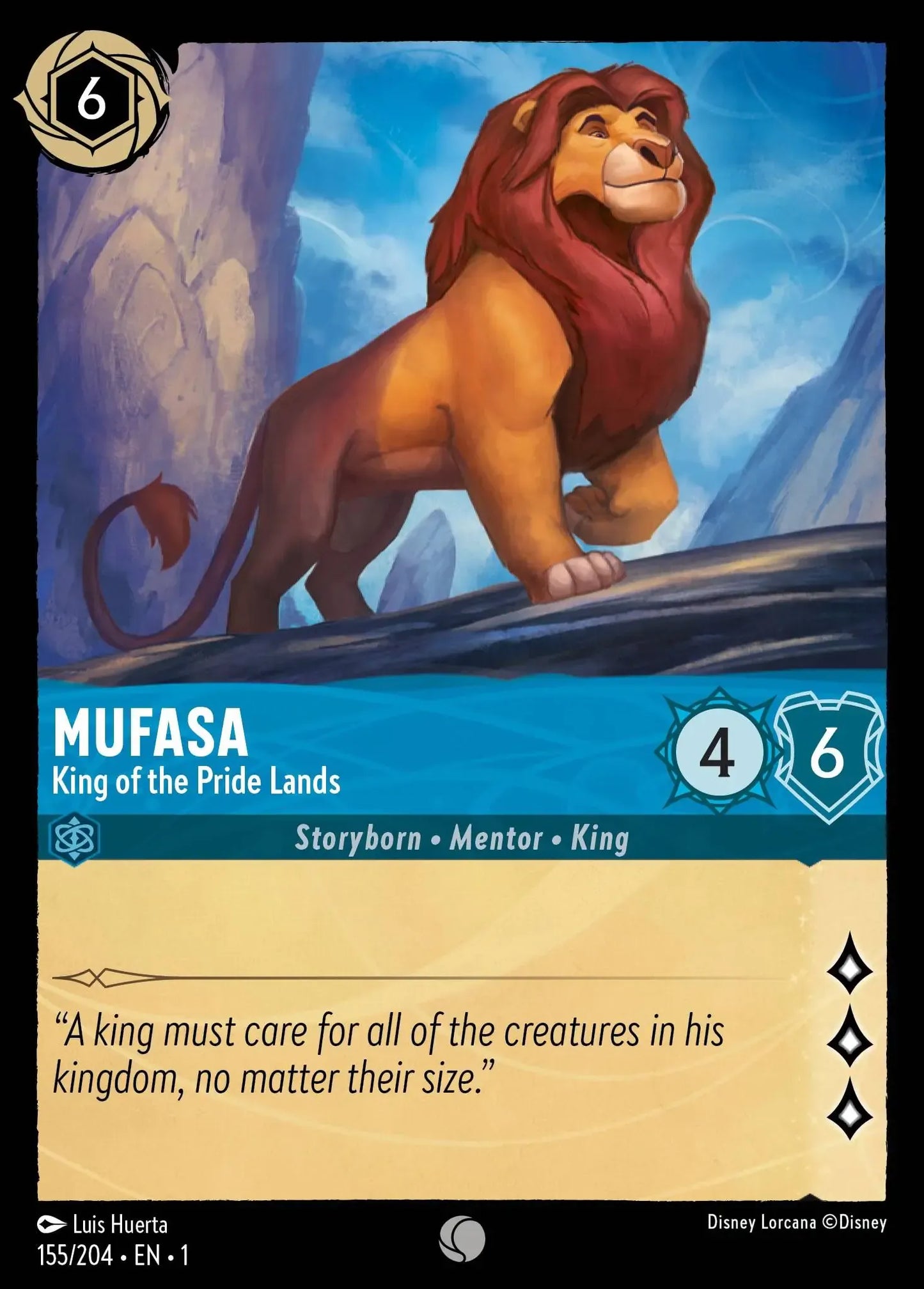 (155) Lorcana The First Chapter Single: Mufasa - King of the Pride Lands  Common