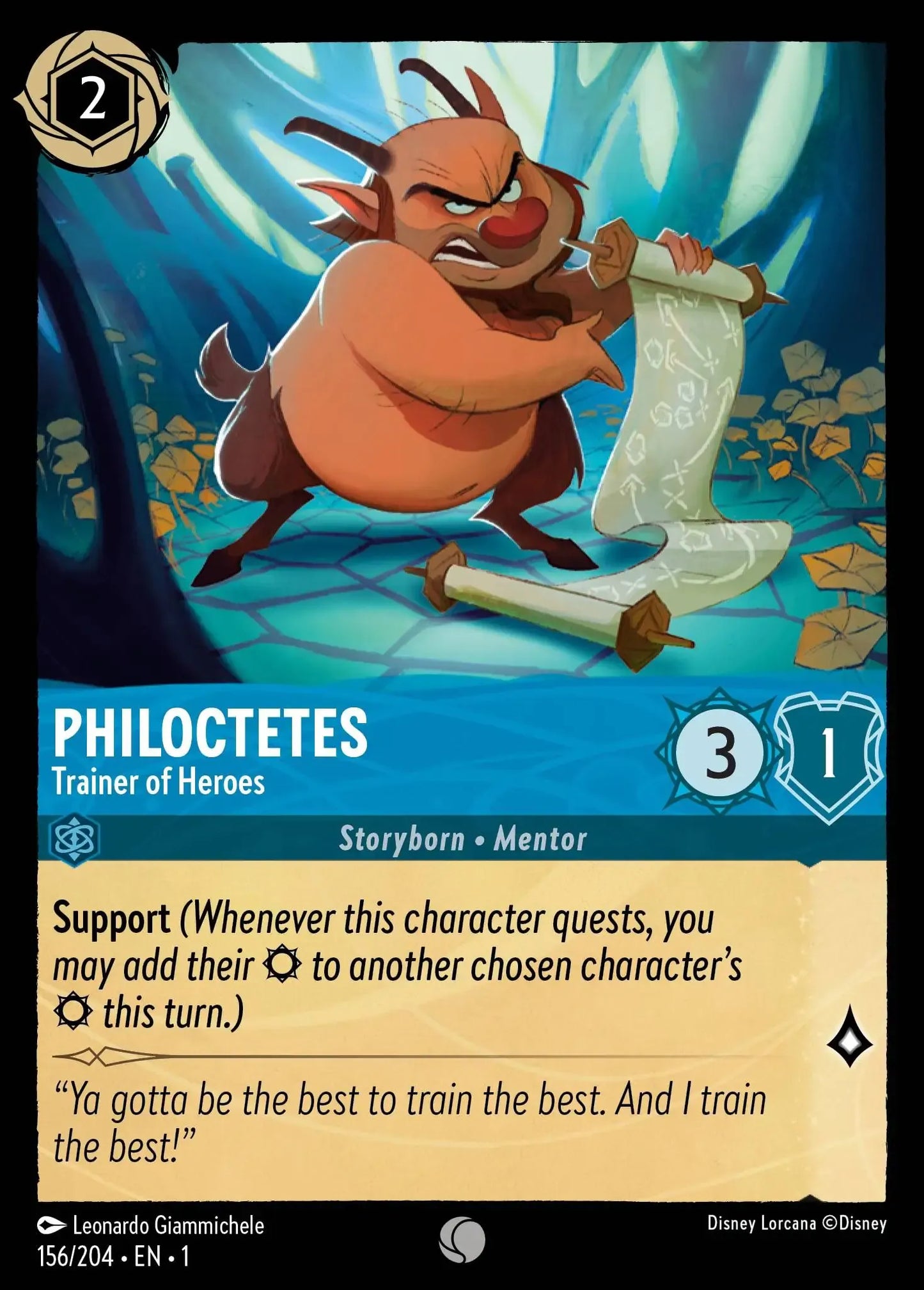 (156) Lorcana The First Chapter Single: Philoctetes - Trainer of Heroes  Holo Common