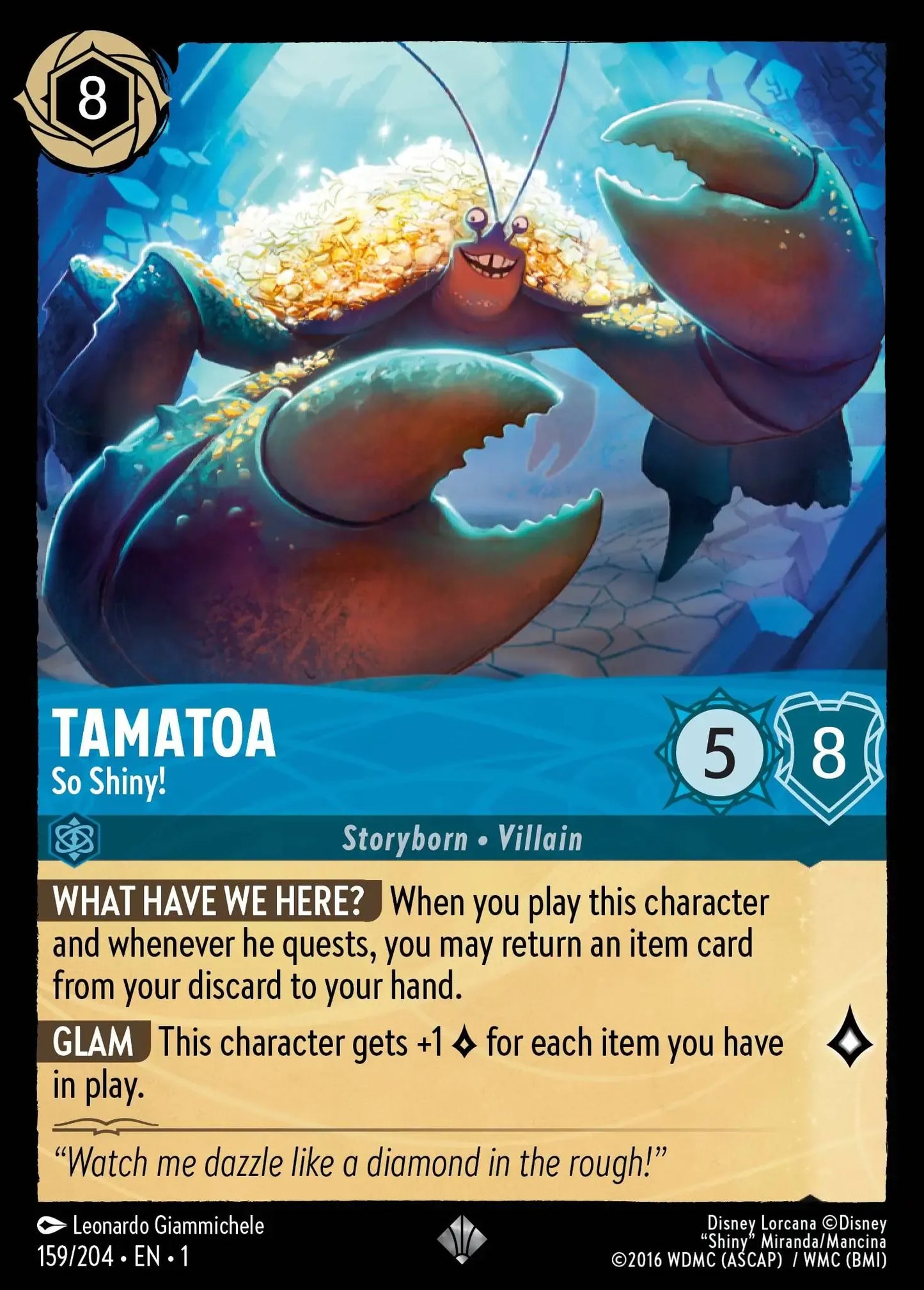 (159) Lorcana The First Chapter Single: Tamatoa - So Shiny!  Super Rare