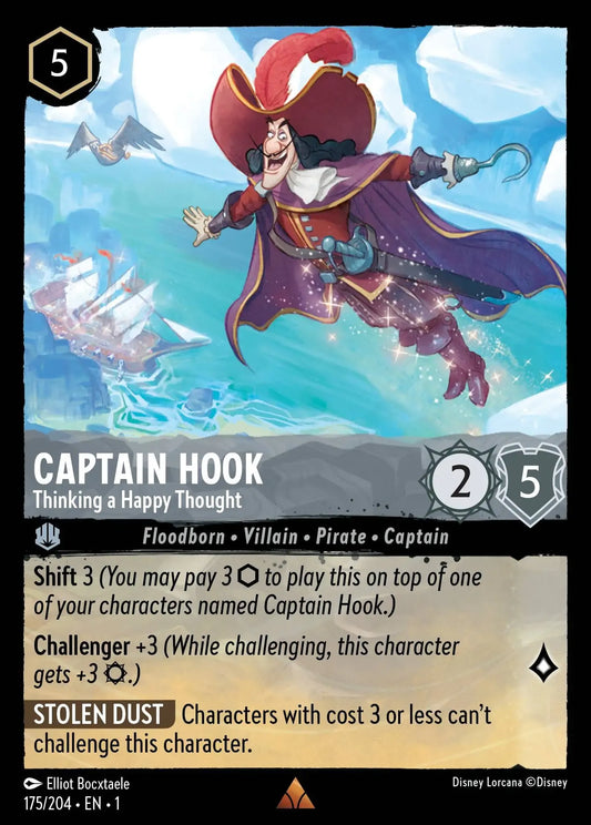(175) Lorcana The First Chapter Single: Captain Hook - Thinking a Happy Thought  Holo Rare