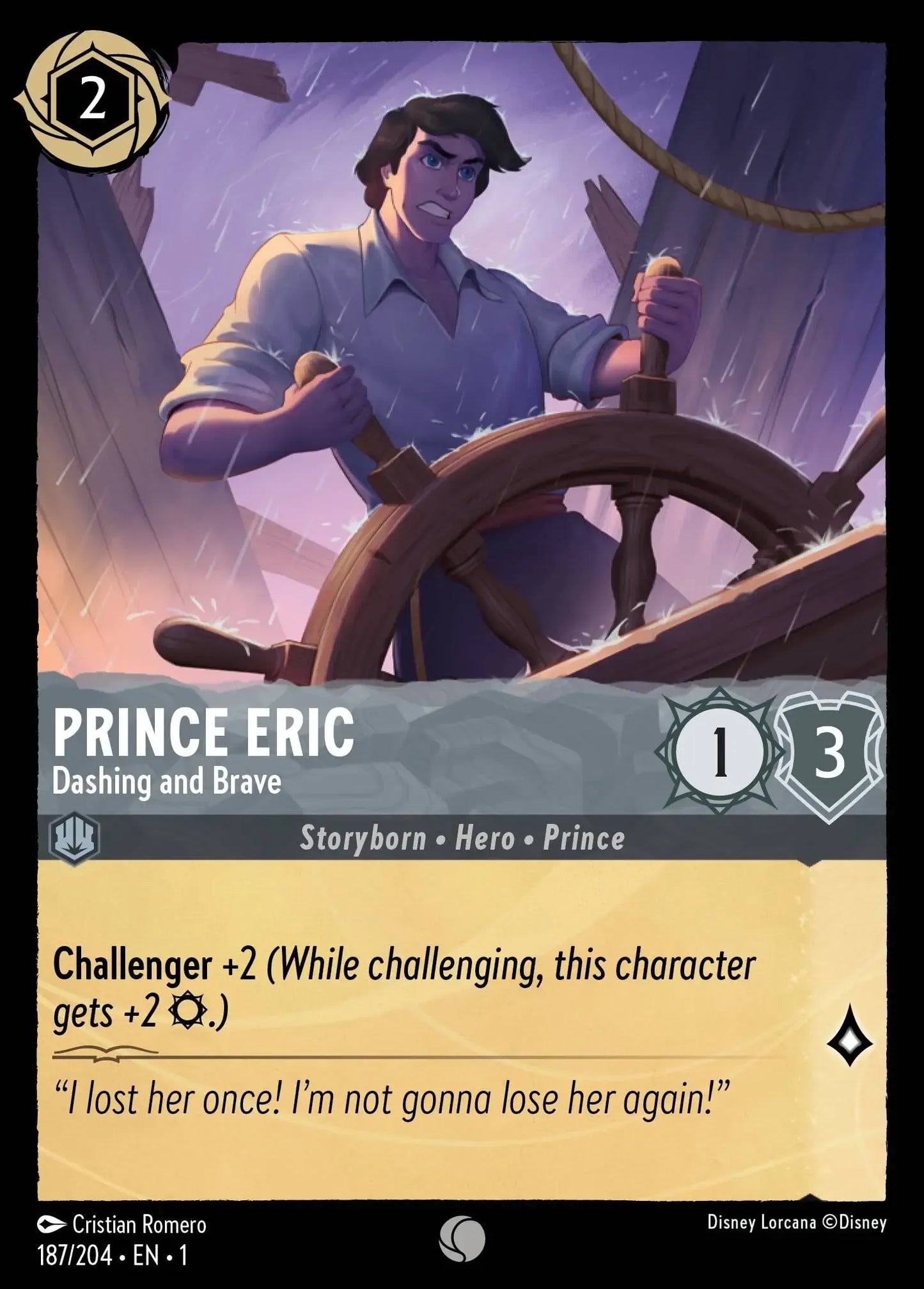 (187) Lorcana The First Chapter Single: Prince Eric - Dashing and Brave  Common