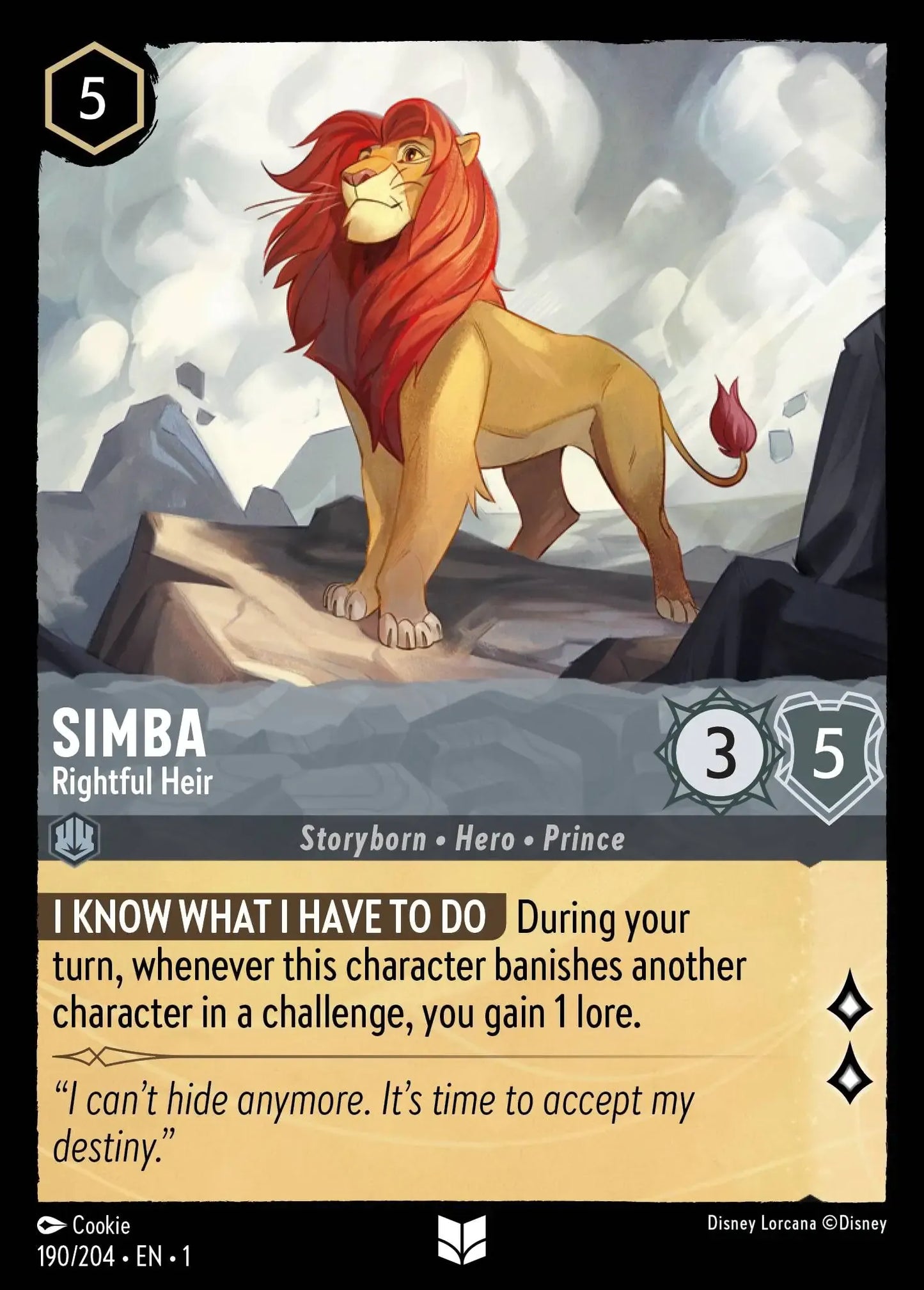 (190) Lorcana The First Chapter Single: Simba - Rightful Heir  Uncommon