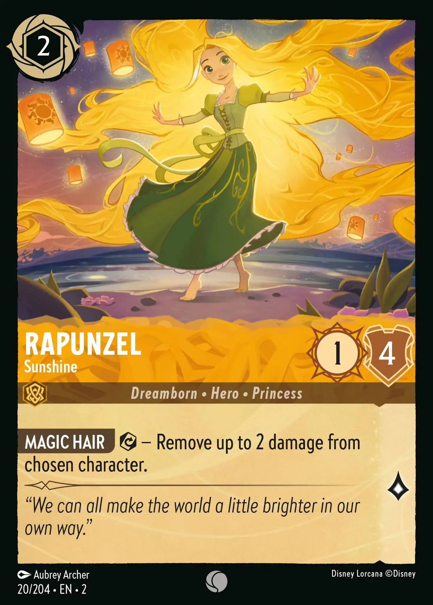 (020) Lorcana Rise of the Floodborn Single: Rapunzel - Sunshine  Common