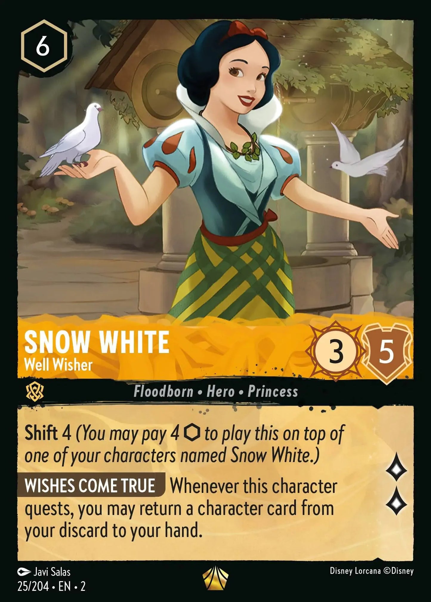 (025) Lorcana Rise of the Floodborn Single: Snow White - Well Wisher (V.1)  Holo Legendary