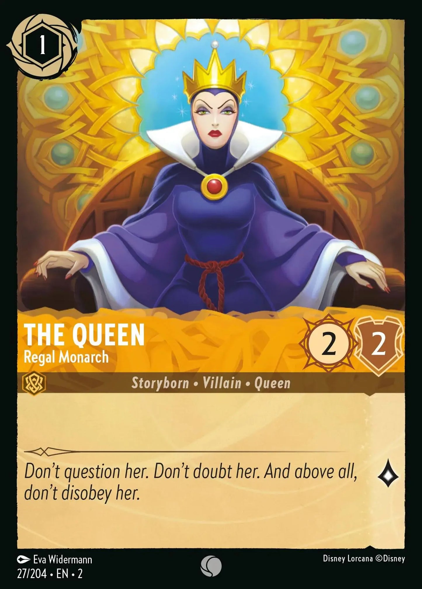 (027) Lorcana Rise of the Floodborn Single: The Queen - Regal Monarch  Holo Common