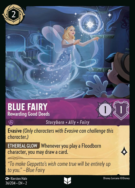 (036) Lorcana Rise of the Floodborn Single: Blue Fairy - Rewarding Good Deeds  Uncommon