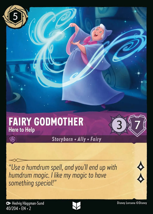 (040) Lorcana Rise of the Floodborn Single: Fairy Godmother - Here to Help  Holo Uncommon