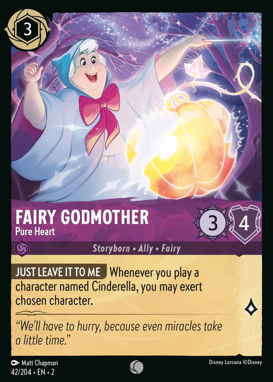 (042) Lorcana Rise of the Floodborn Single: Fairy Godmother - Pure Heart  Holo Common