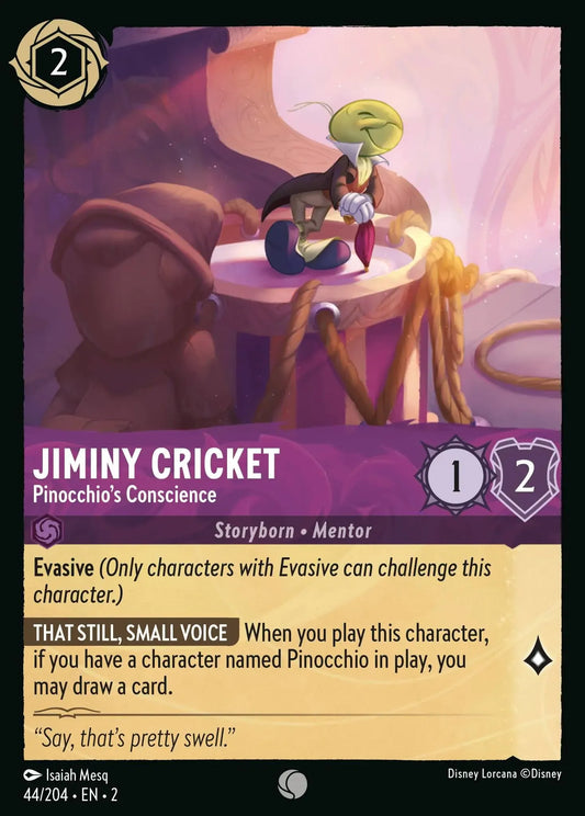 (044) Lorcana Rise of the Floodborn Single: Jiminy Cricket - Pinocchio's Conscience  Holo Common