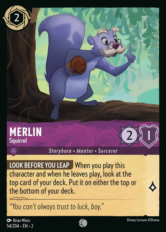 (054) Lorcana Rise of the Floodborn Single: Merlin - Squirrel  Holo Common