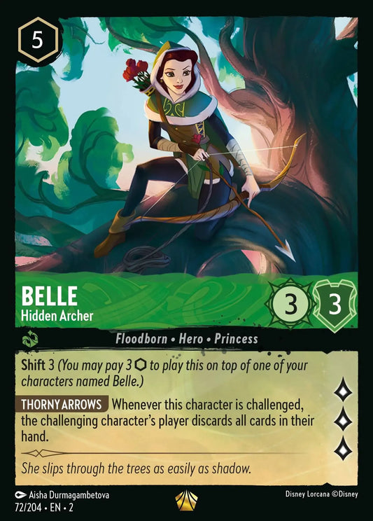 (072) Lorcana Rise of the Floodborn Single: Belle - Hidden Archer  Legendary