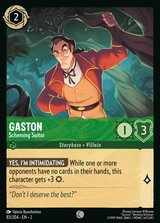 (083) Lorcana Rise of the Floodborn Single: Gaston - Scheming Suitor  Holo Common