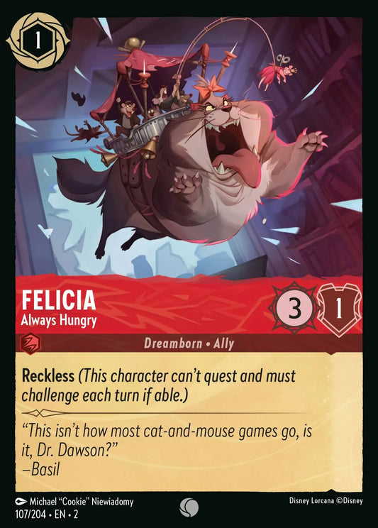 (107) Lorcana Rise of the Floodborn Single: Felicia - Always Hungry  Common