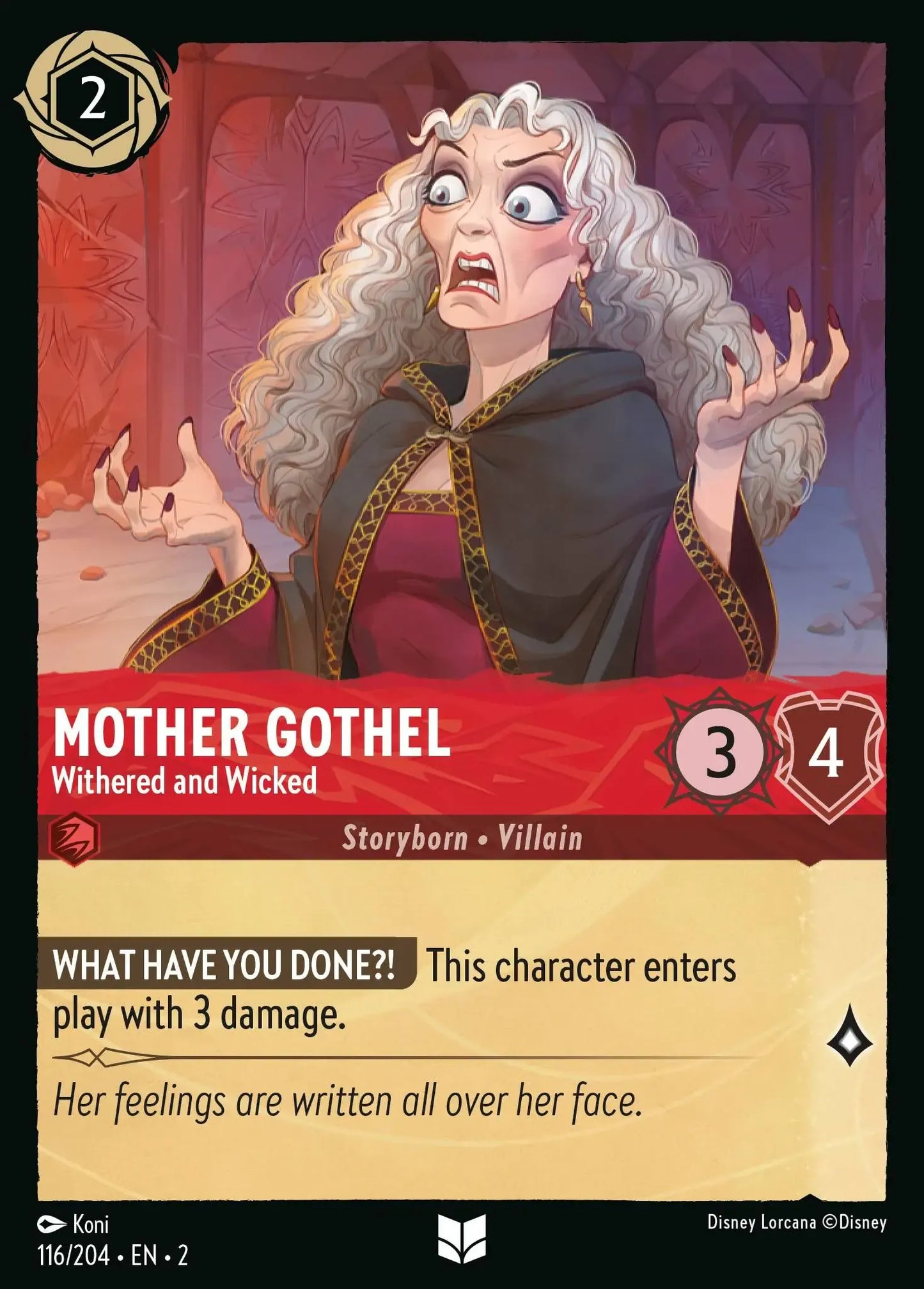 (116) Lorcana Rise of the Floodborn Single: Mother Gothel - Withered and Wicked  Holo Uncommon