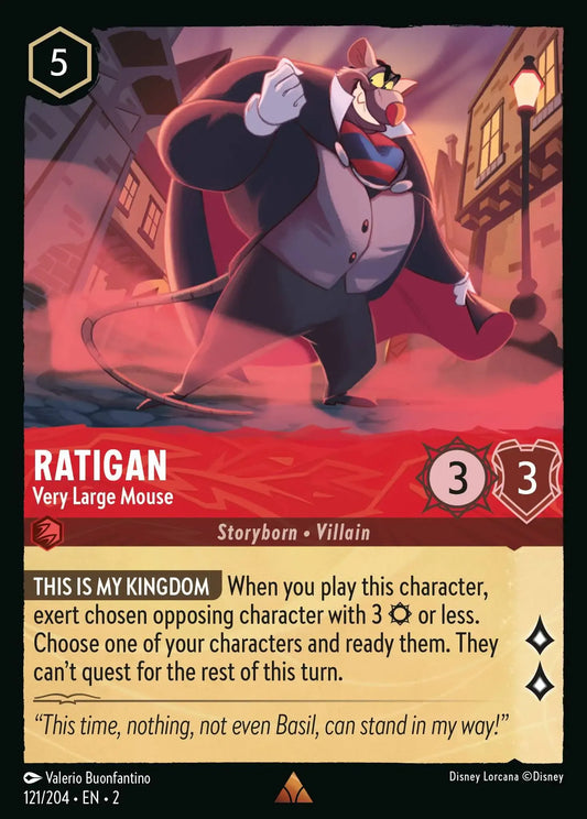 (121) Lorcana Rise of the Floodborn Single: Ratigan - Very Large Mouse  Holo Rare