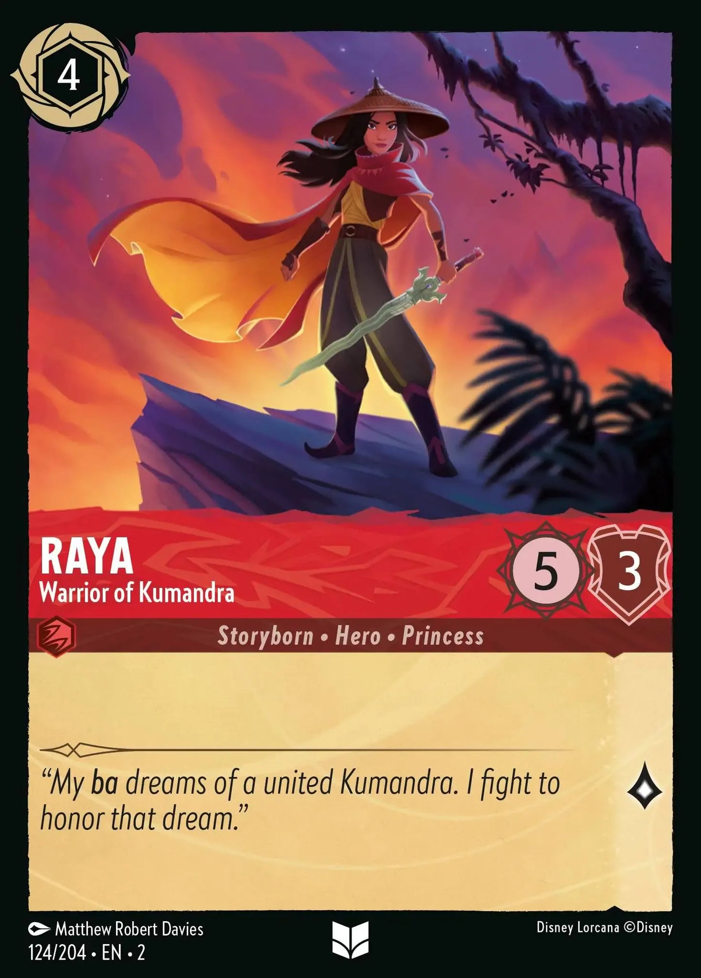 (124) Lorcana Rise of the Floodborn Single: Raya - Warrior of Kumandra  Uncommon