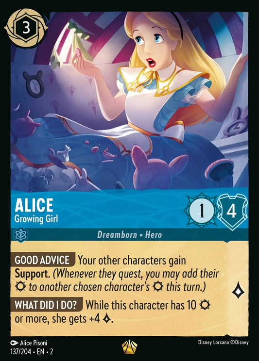 (137) Lorcana Rise of the Floodborn Single: Alice - Growing Girl (V.1)  Holo Legendary