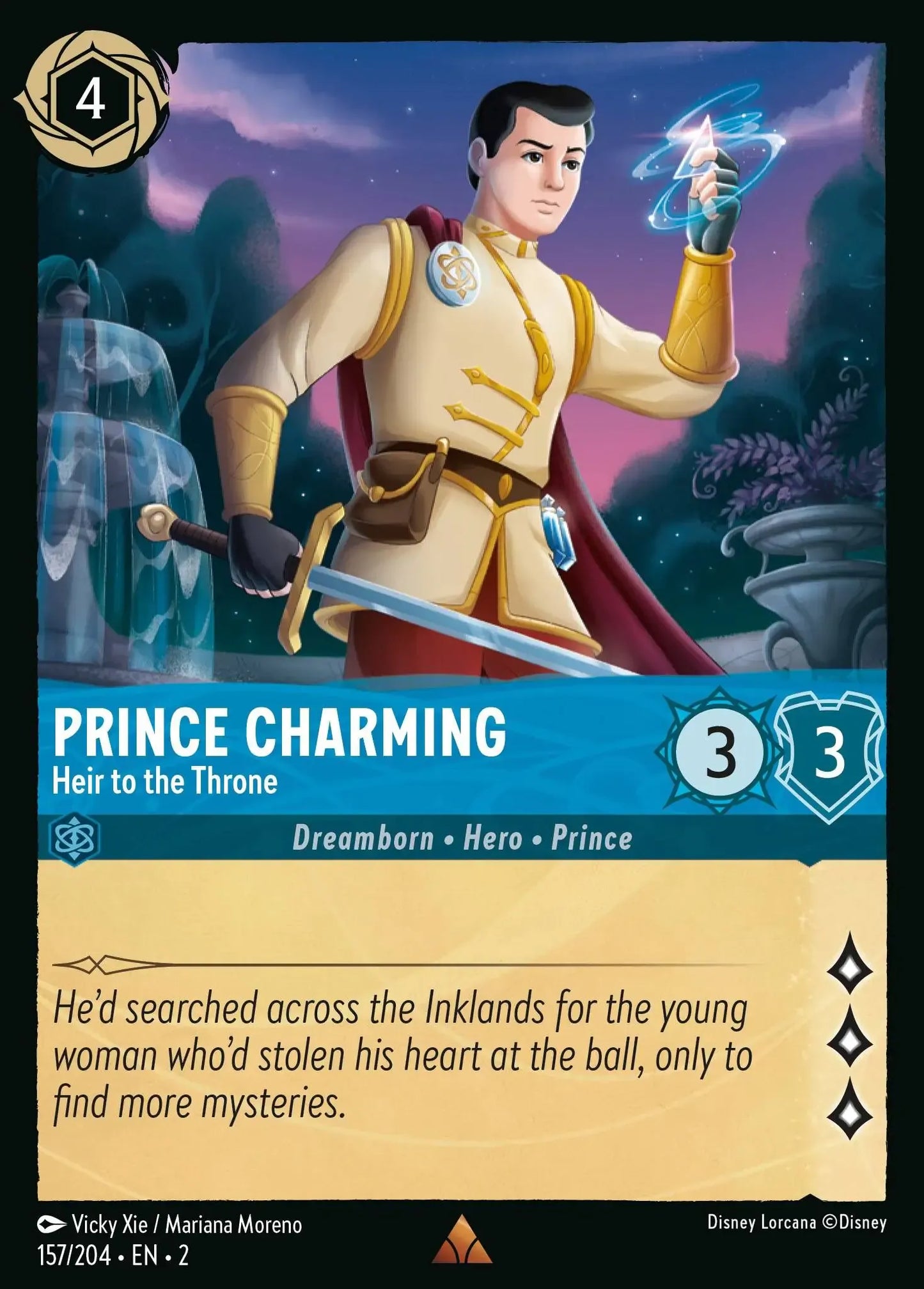 (157) Lorcana Rise of the Floodborn Single: Prince Charming - Heir to the Throne  Holo Rare