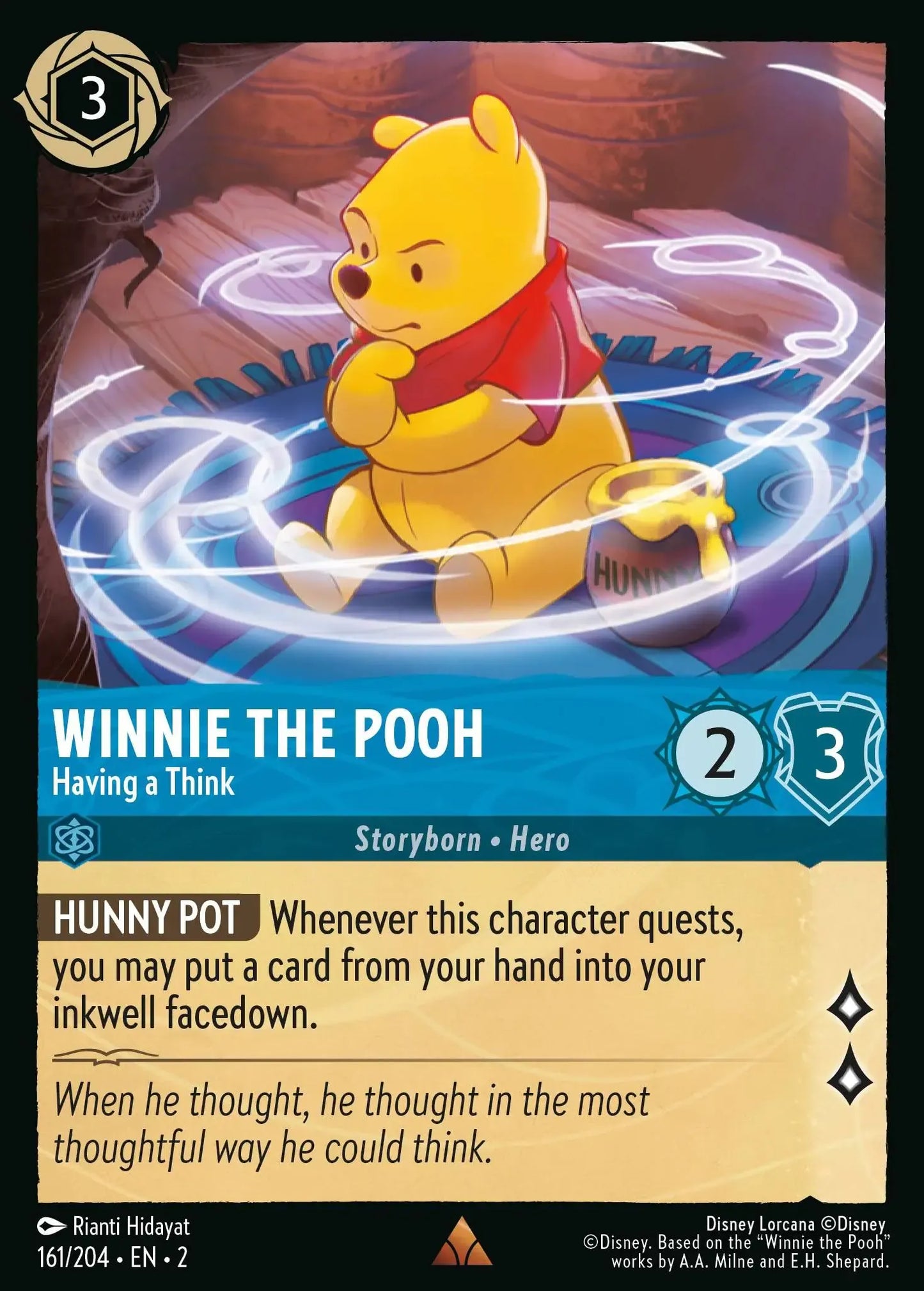 (161) Lorcana Rise of the Floodborn Single: Winnie the Pooh - Having a Think  Holo Rare