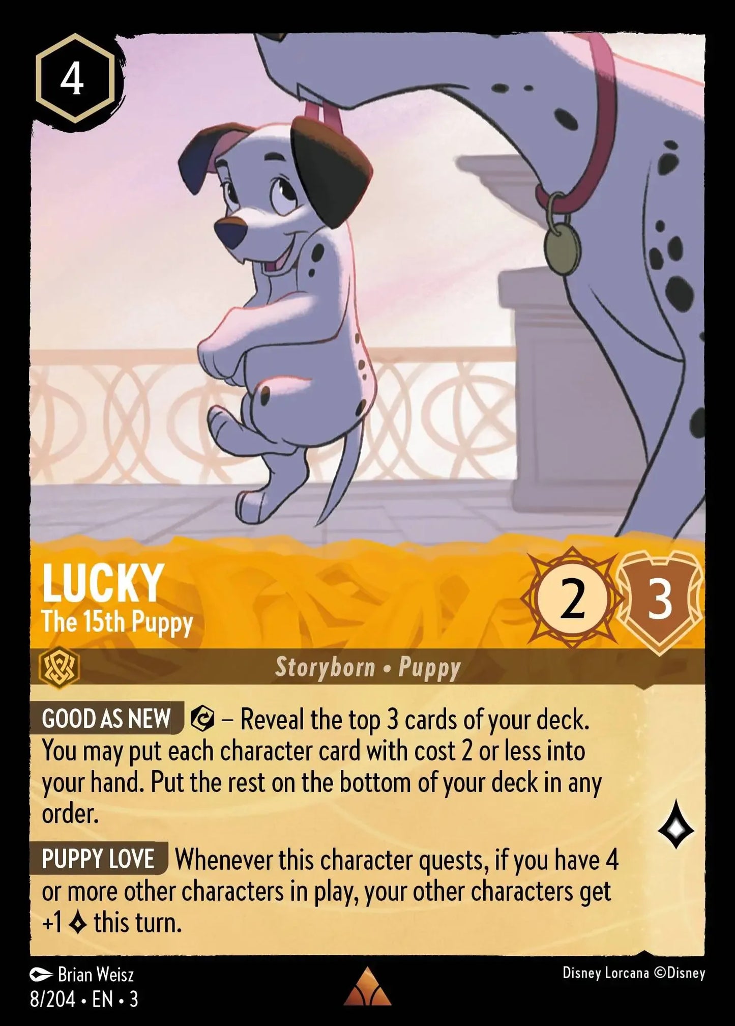 (008) Lorcana Into the Inklands Single: Lucky - The 15th Puppy  Holo Rare