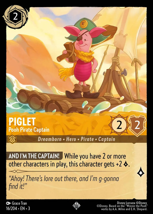 (016) Lorcana Into the Inklands Single: Piglet - Pooh Pirate Captain  Super Rare