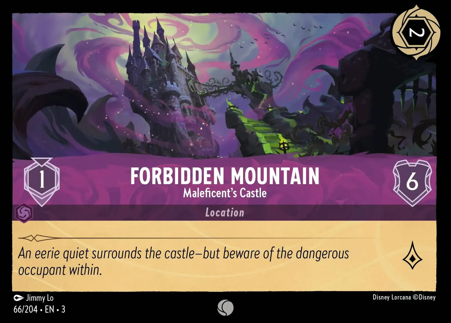 (066) Lorcana Into the Inklands Single: Forbidden Mountain - Maleficent's Castle  Holo Common