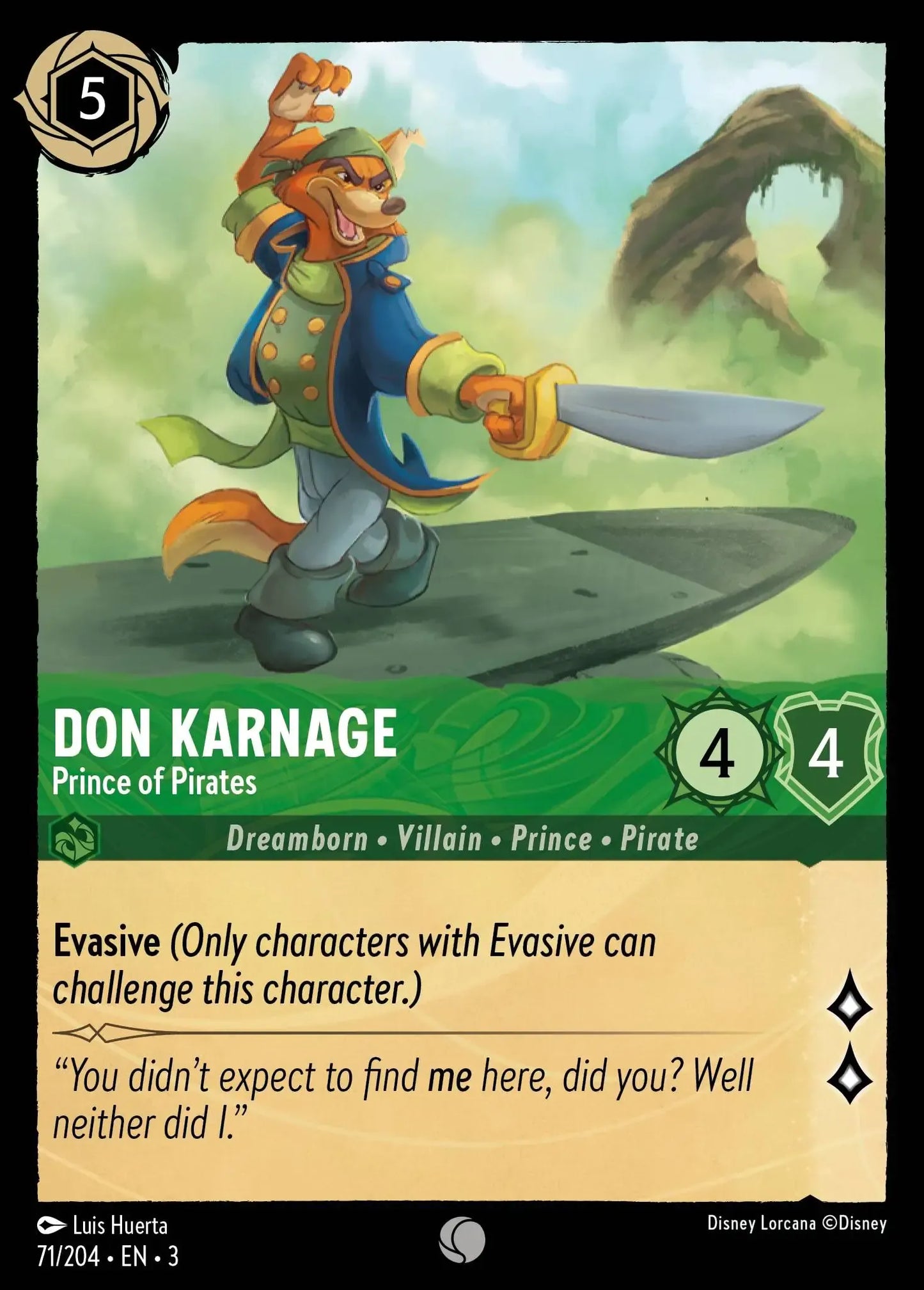 (071) Lorcana Into the Inklands Single: Don Karnage - Prince of Pirates  Common