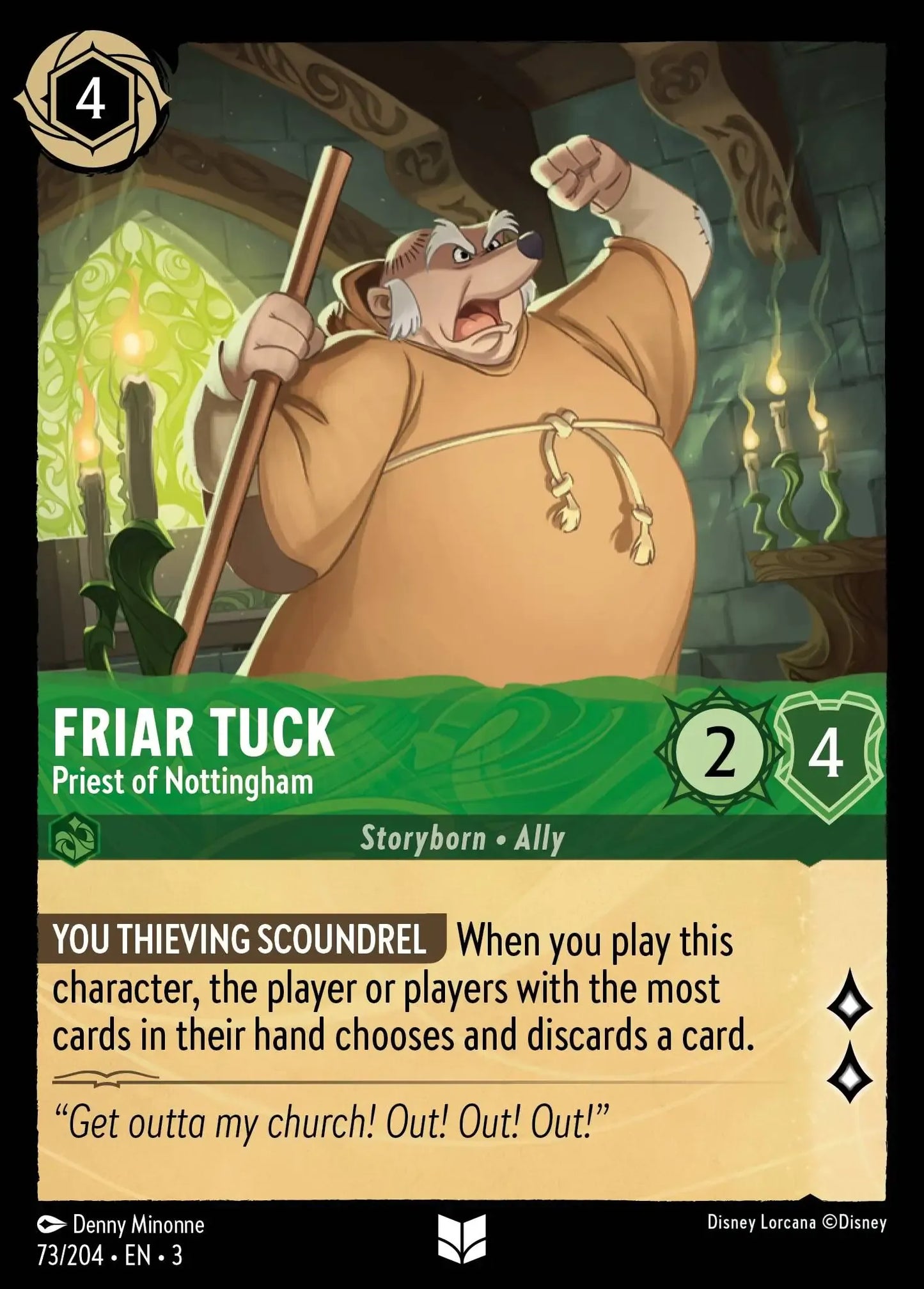 (073) Lorcana Into the Inklands Single: Friar Tuck - Priest of Nottingham  Uncommon