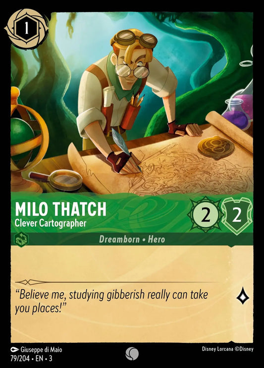 (079) Lorcana Into the Inklands Single: Milo Thatch - Clever Cartographer  Holo Common