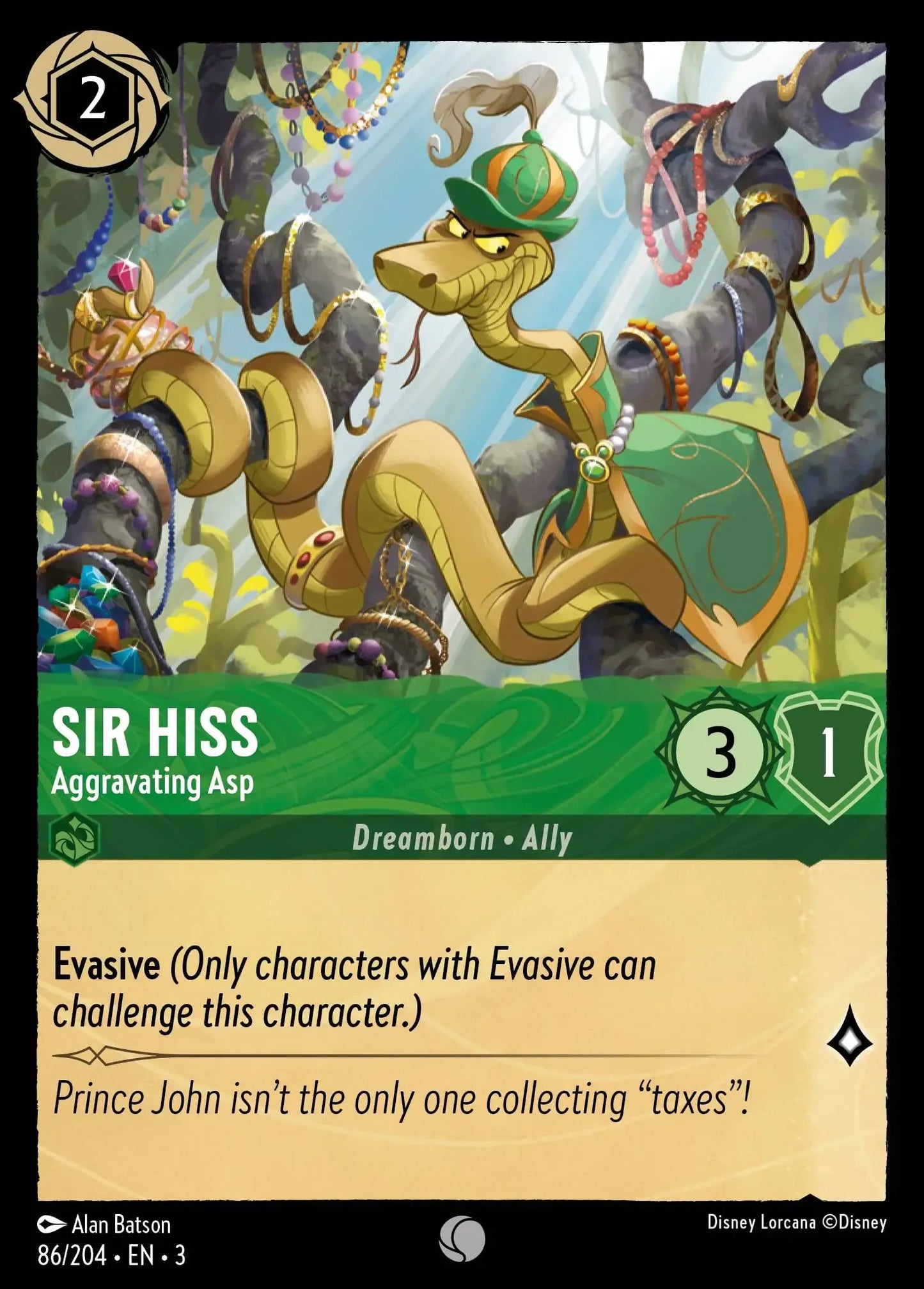 (086) Lorcana Into the Inklands Single: Sir Hiss - Aggravating Asp  Common