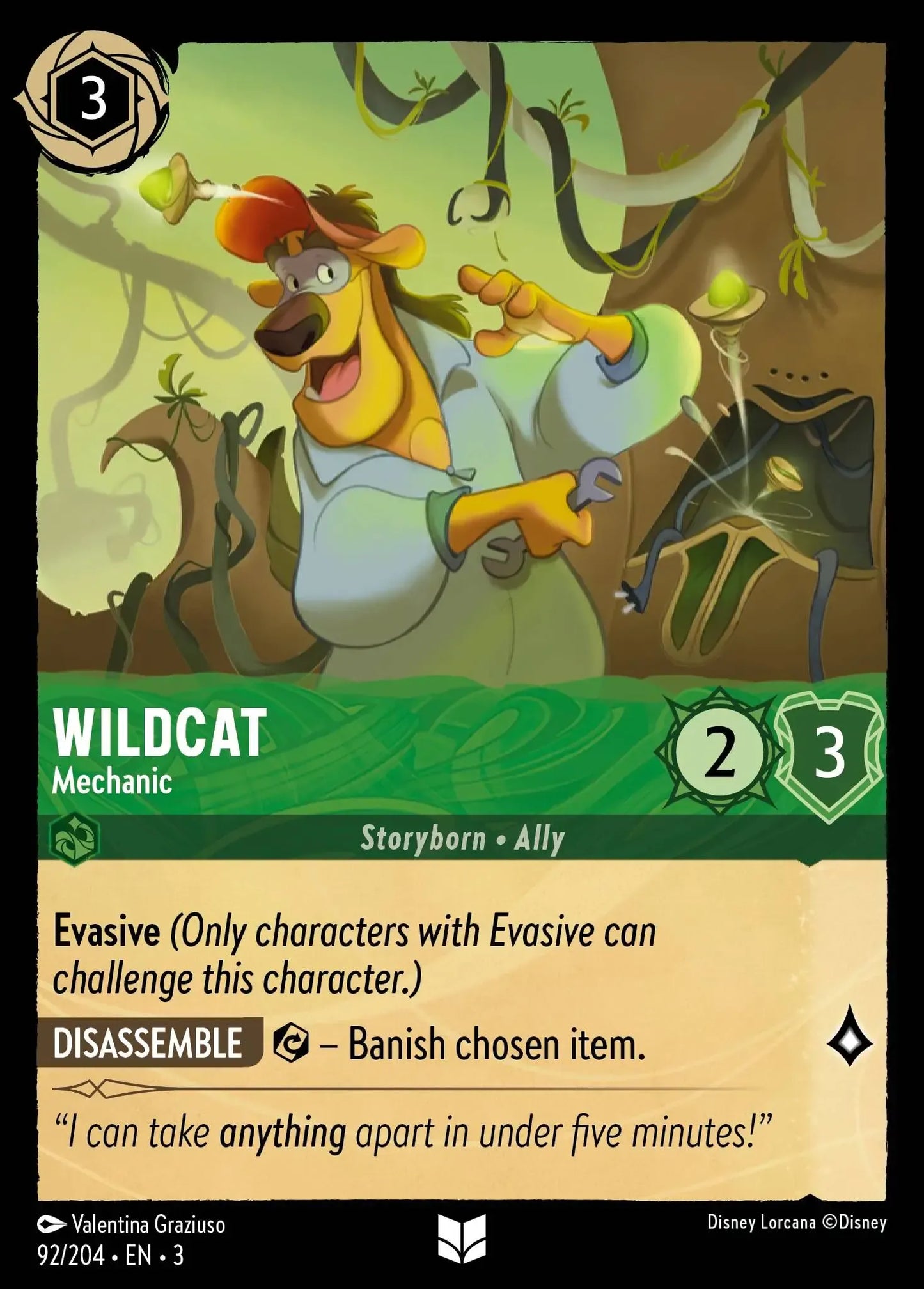 (092) Lorcana Into the Inklands Single: Wildcat - Mechanic  Holo Uncommon