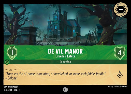 (100) Lorcana Into the Inklands Single: De Vil Manor - Cruella's Estate  Common