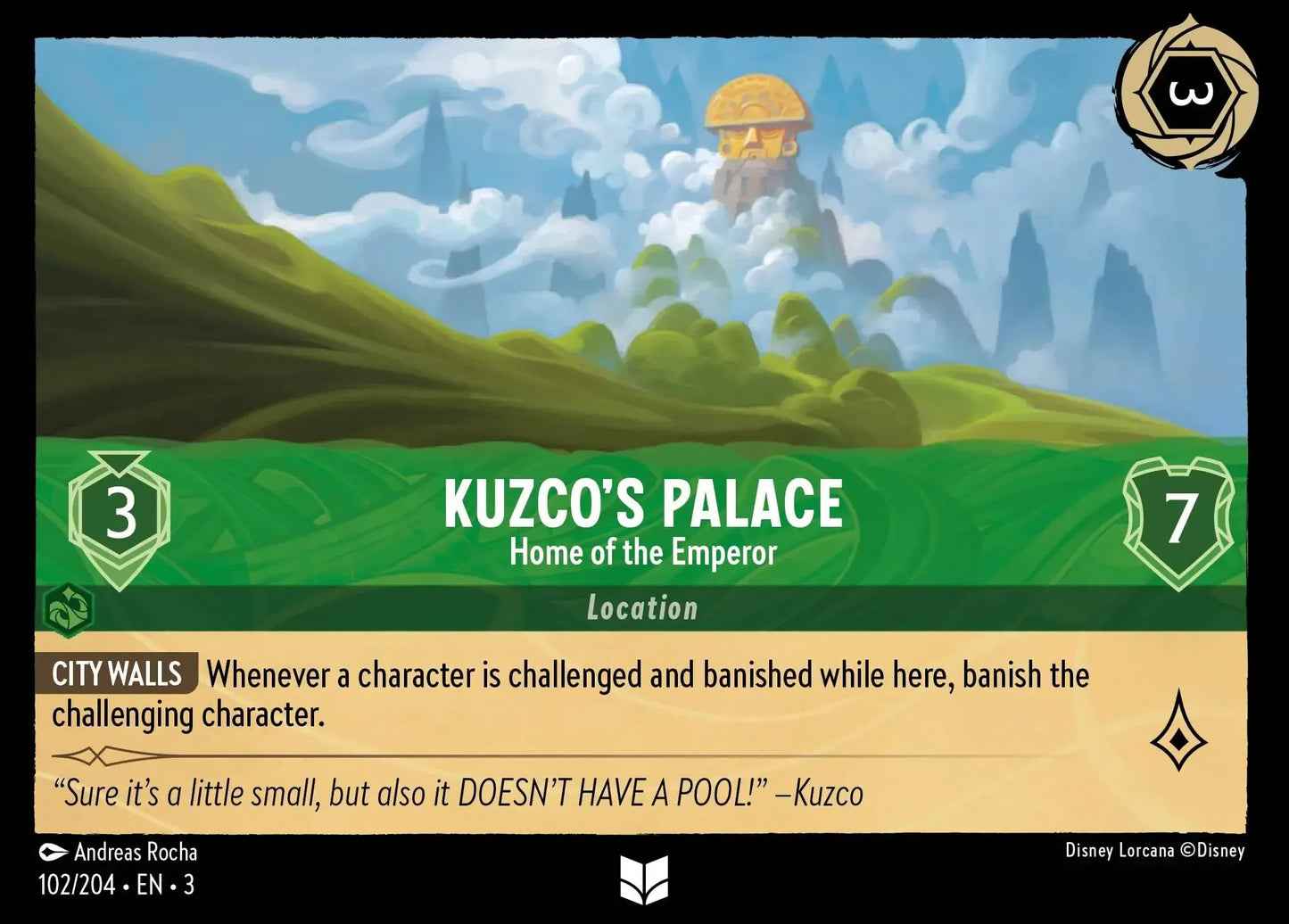 (102) Lorcana Into the Inklands Single: Kuzco's Palace - Home of the Emperor (V.1)  Uncommon