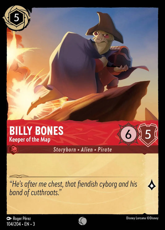 (104) Lorcana Into the Inklands Single: Billy Bones - Keeper of the Map  Holo Common