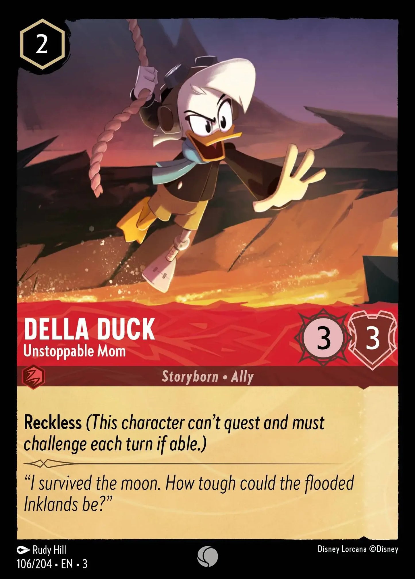 (106) Lorcana Into the Inklands Single: Della Duck - Unstoppable Mom  Holo Common