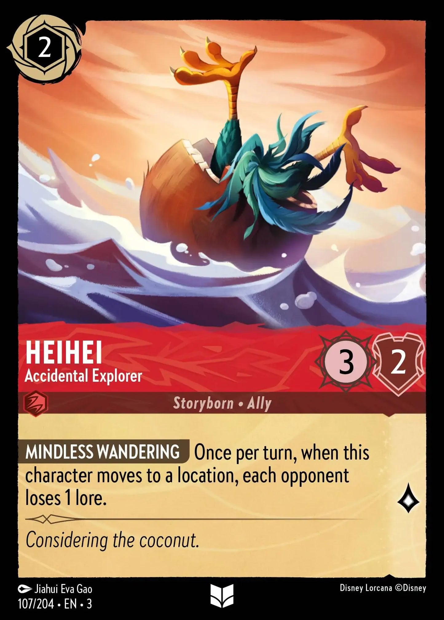 (107) Lorcana Into the Inklands Single: HeiHei - Accidental Explorer  Common