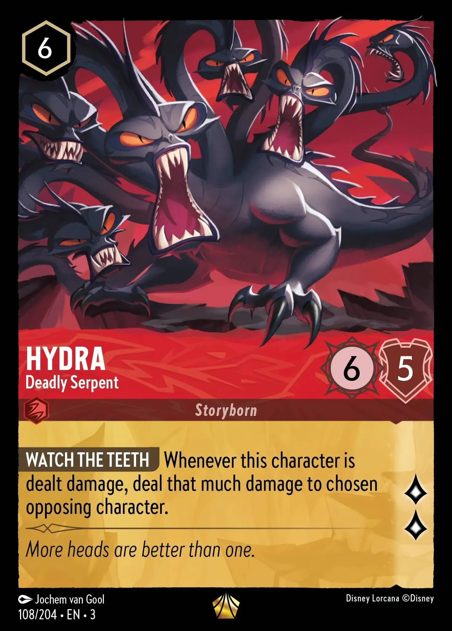 (108) Lorcana Into the Inklands Single: Hydra - Deadly Serpent  Holo Legendary