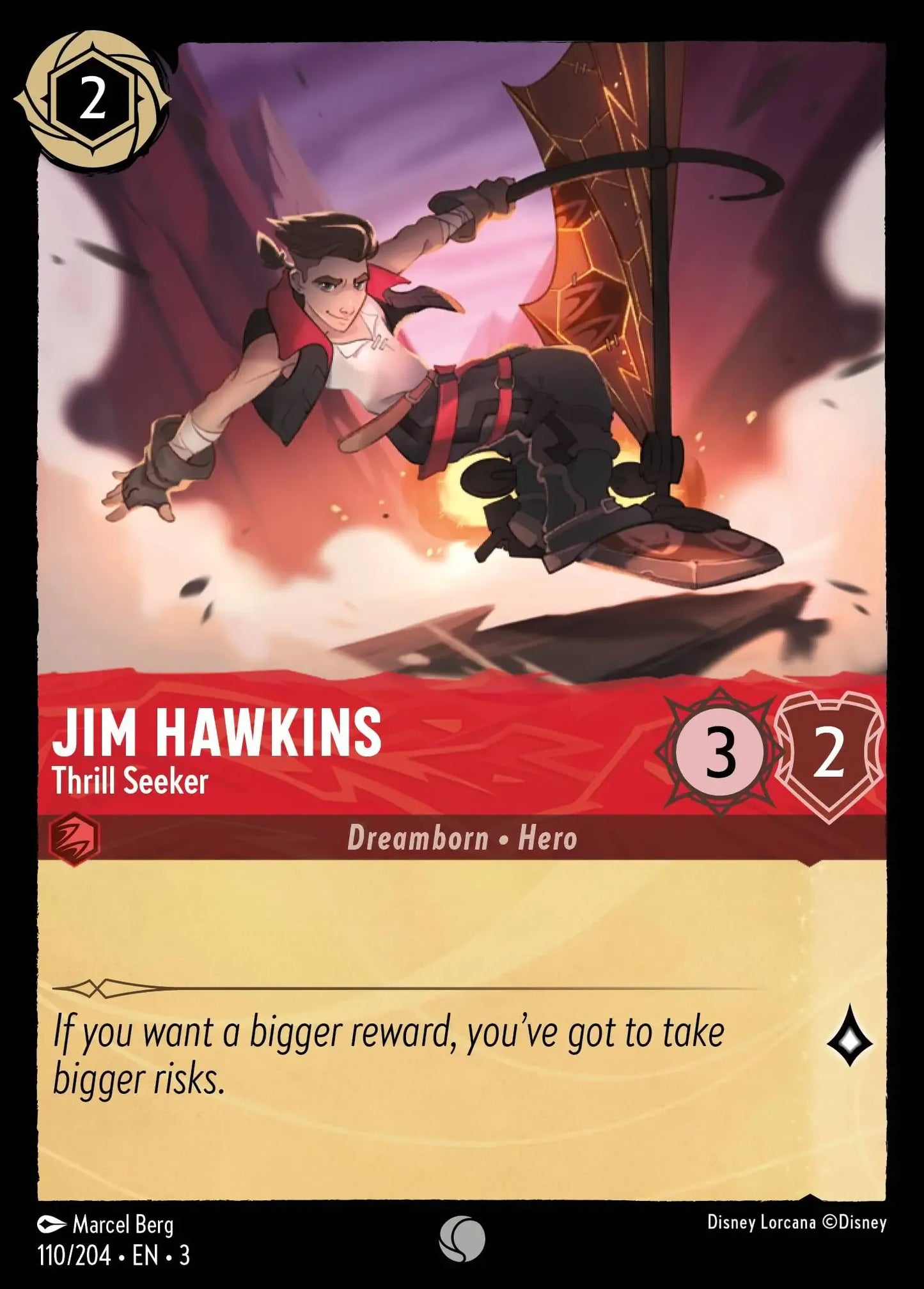 (110) Lorcana Into the Inklands Single: Jim Hawkins - Thrill Seeker  Holo Common