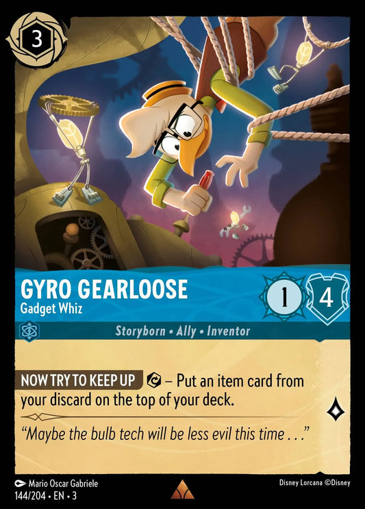 (144) Lorcana Into the Inklands Single: Gyro Gearloose - Gadget Whiz  Holo Rare