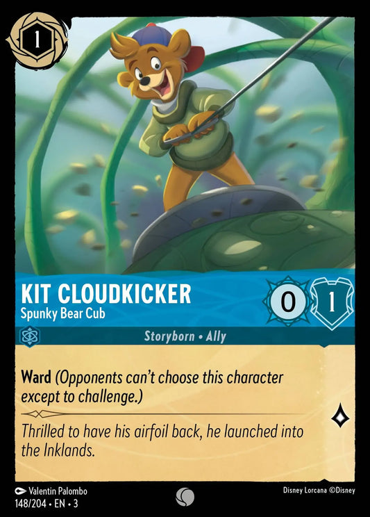 (148) Lorcana Into the Inklands Single: Kit Cloudkicker - Spunky Bear Cub  Holo Common