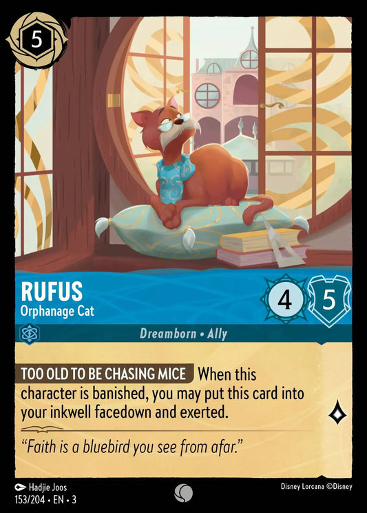 (153) Lorcana Into the Inklands Single: Rufus - Orphanage Cat  Holo Common