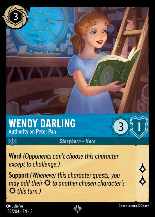 (158) Lorcana Into the Inklands Single: Wendy Darling - Authority on Peter Pan  Holo Super Rare